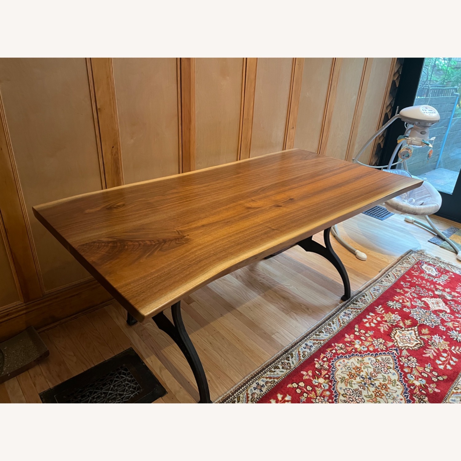 6 ft. Walnut Live Edge NY Iron Leg Dining Table - image-1