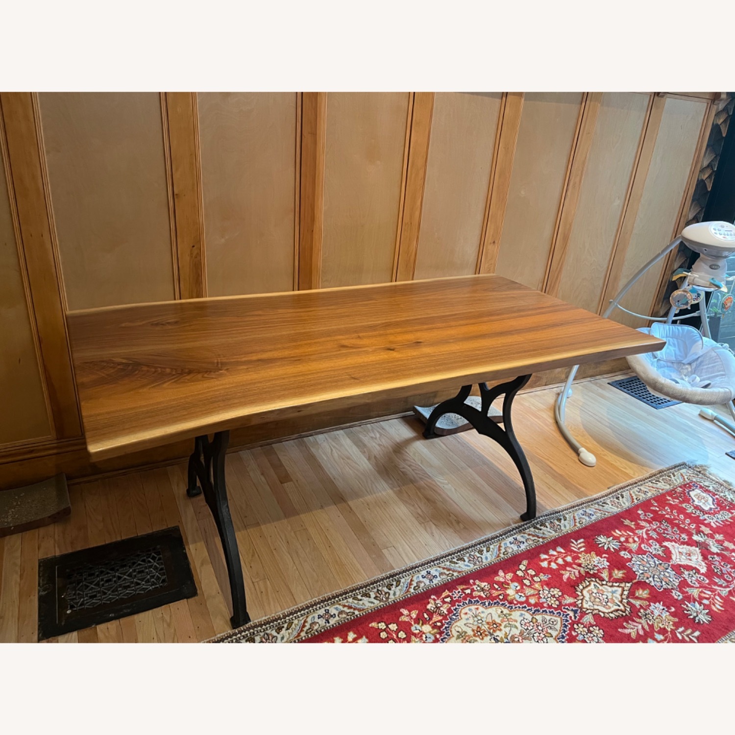 6 ft. Walnut Live Edge NY Iron Leg Dining Table - image-2