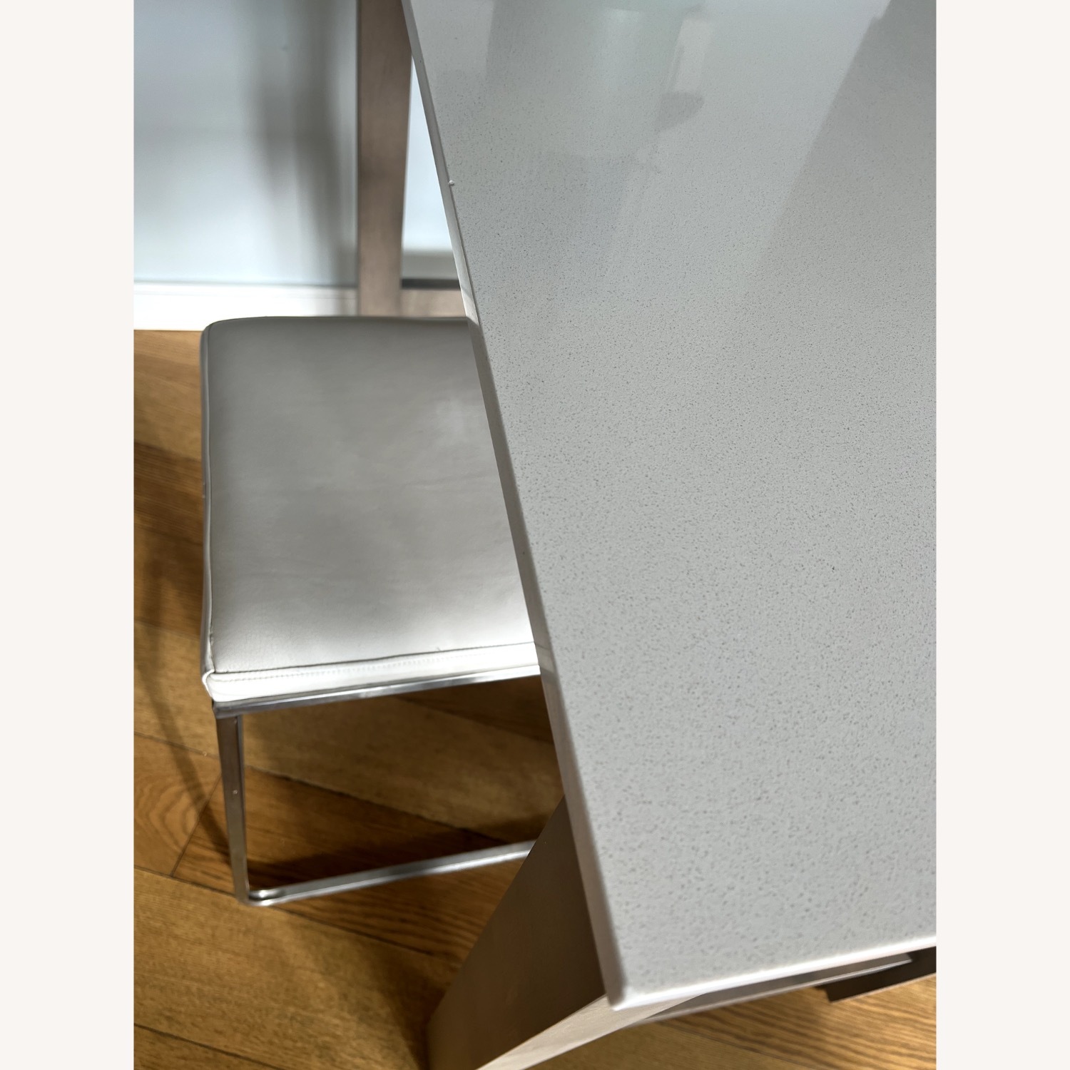 Room & Board Stainless Steel w/White Leather Collins Stool - image-4