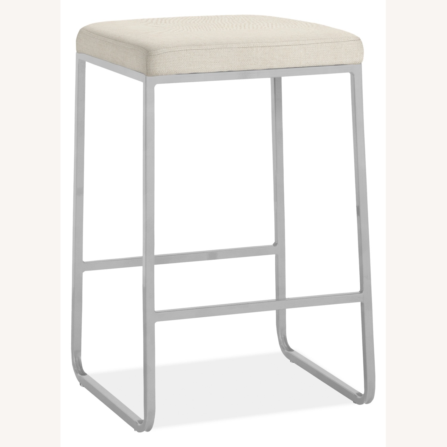 Room & Board Stainless Steel w/White Leather Collins Stool - image-6