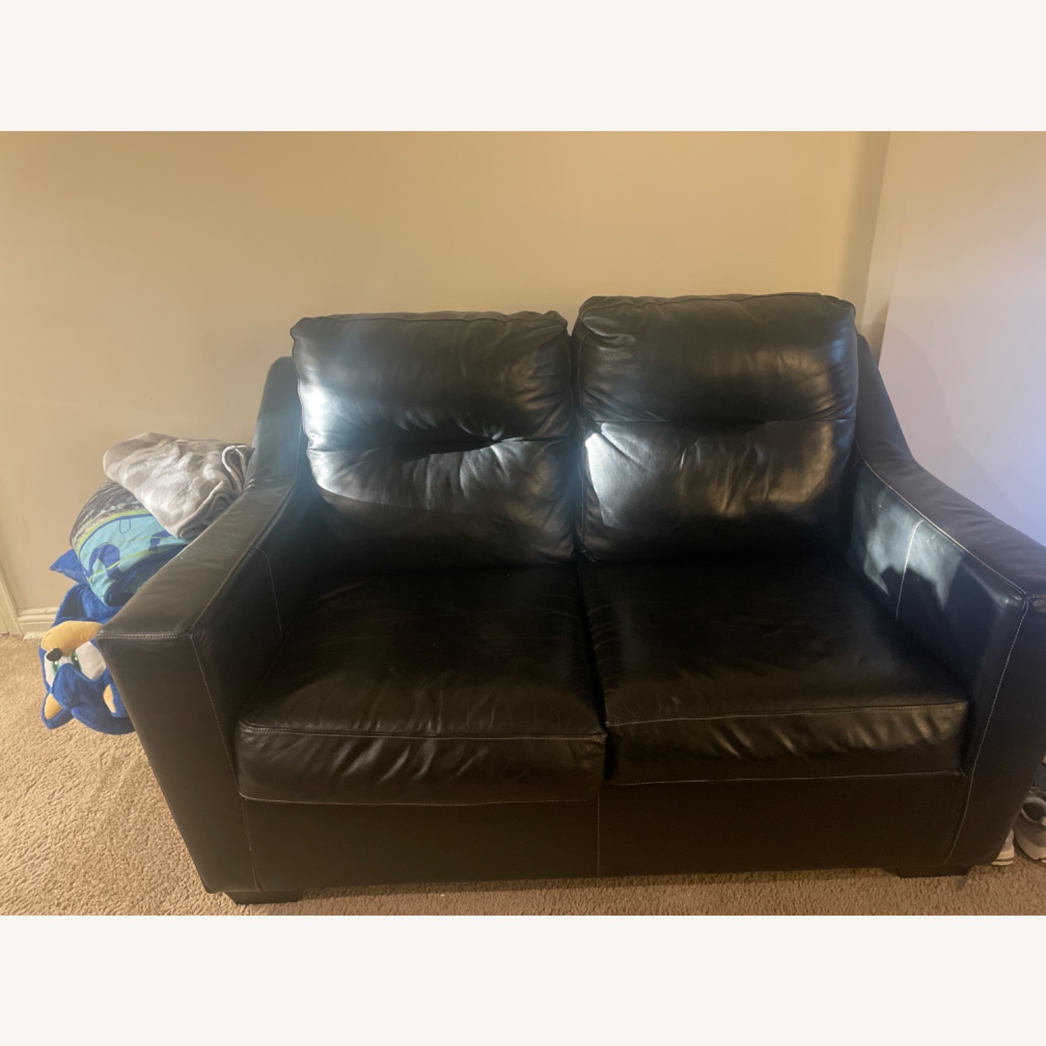 Black Leather Loveseat  - image-1