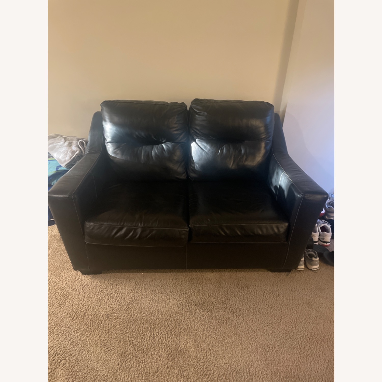 Black Leather Loveseat  - image-2