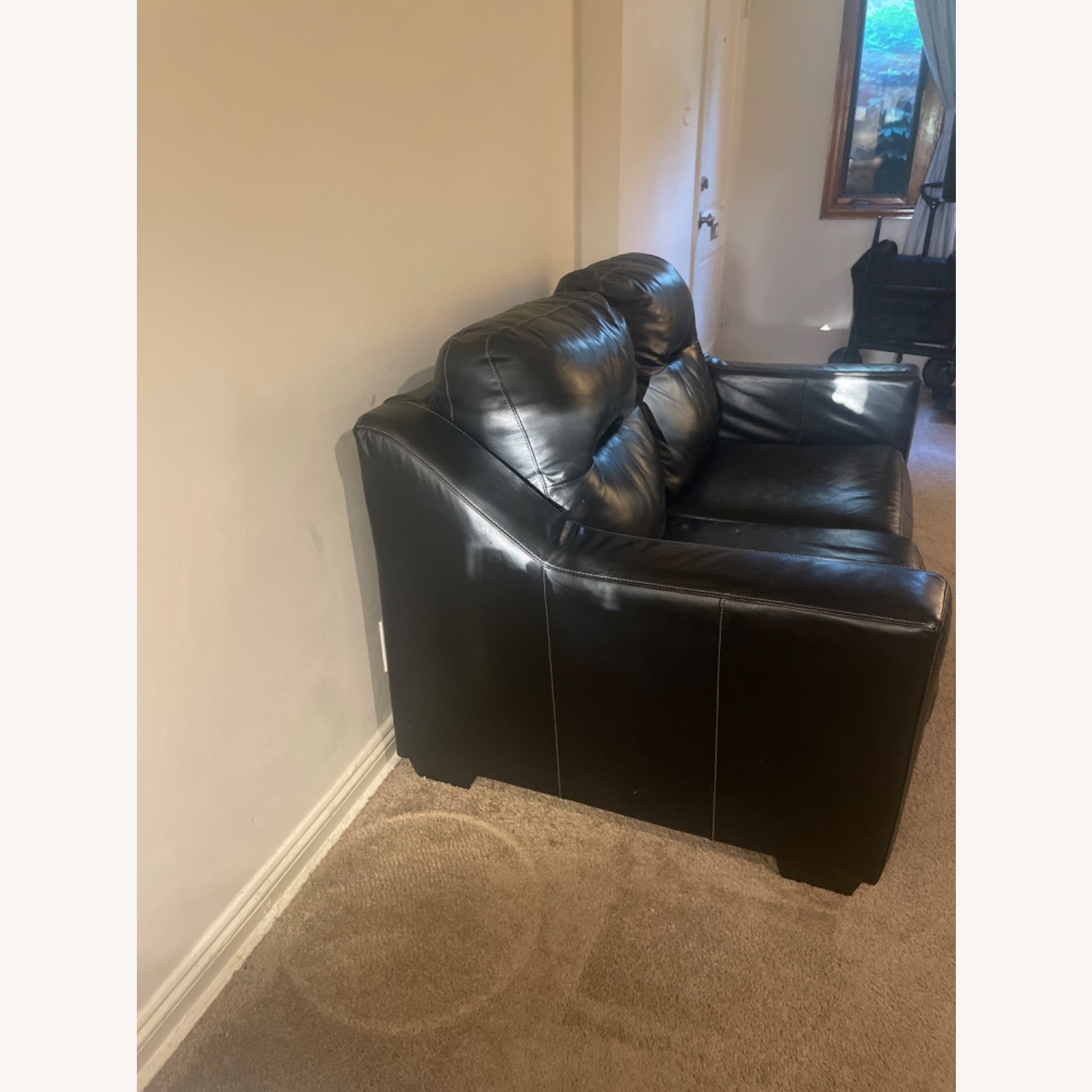 Black Leather Loveseat  - image-3
