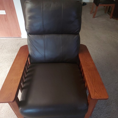 Used Macy's Leather Mission Recliner Chair for sale on AptDeco