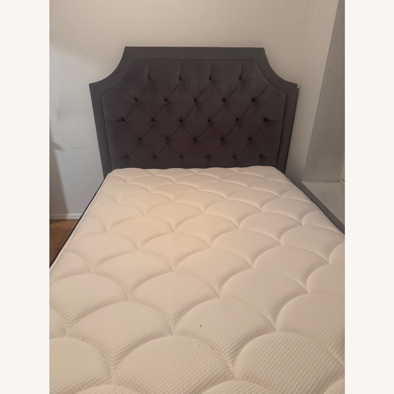 Dark Gray Velvet Tufted Headboard - image-3