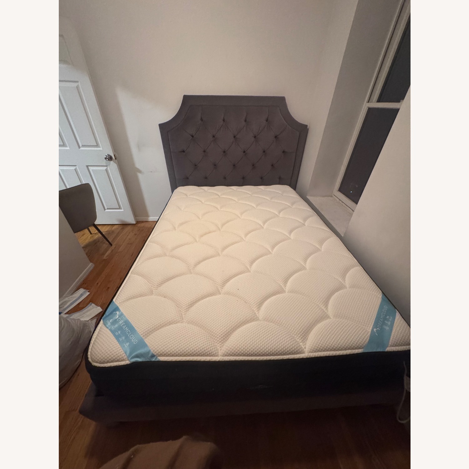 Dark Gray Velvet Tufted Headboard - image-2