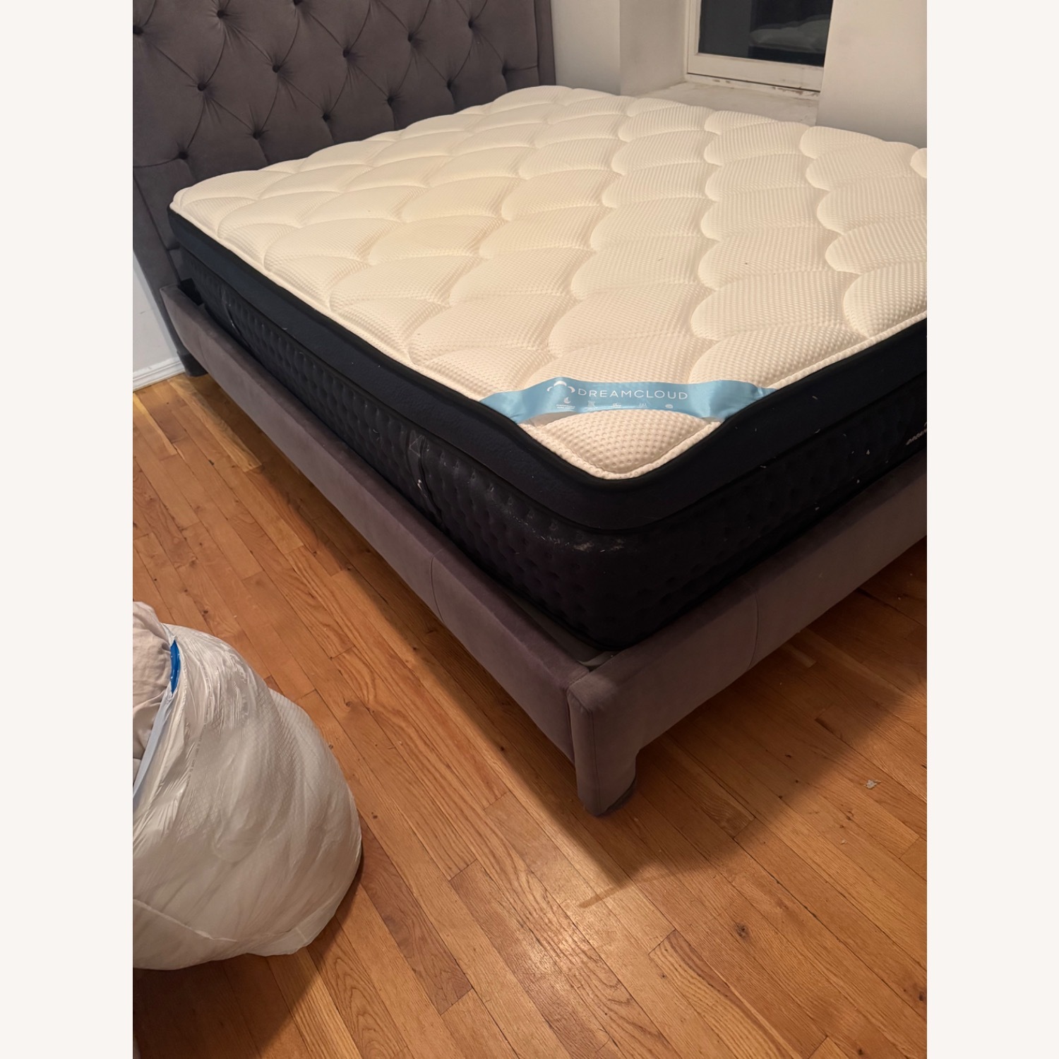 Dark Gray Velvet Tufted Headboard - image-6