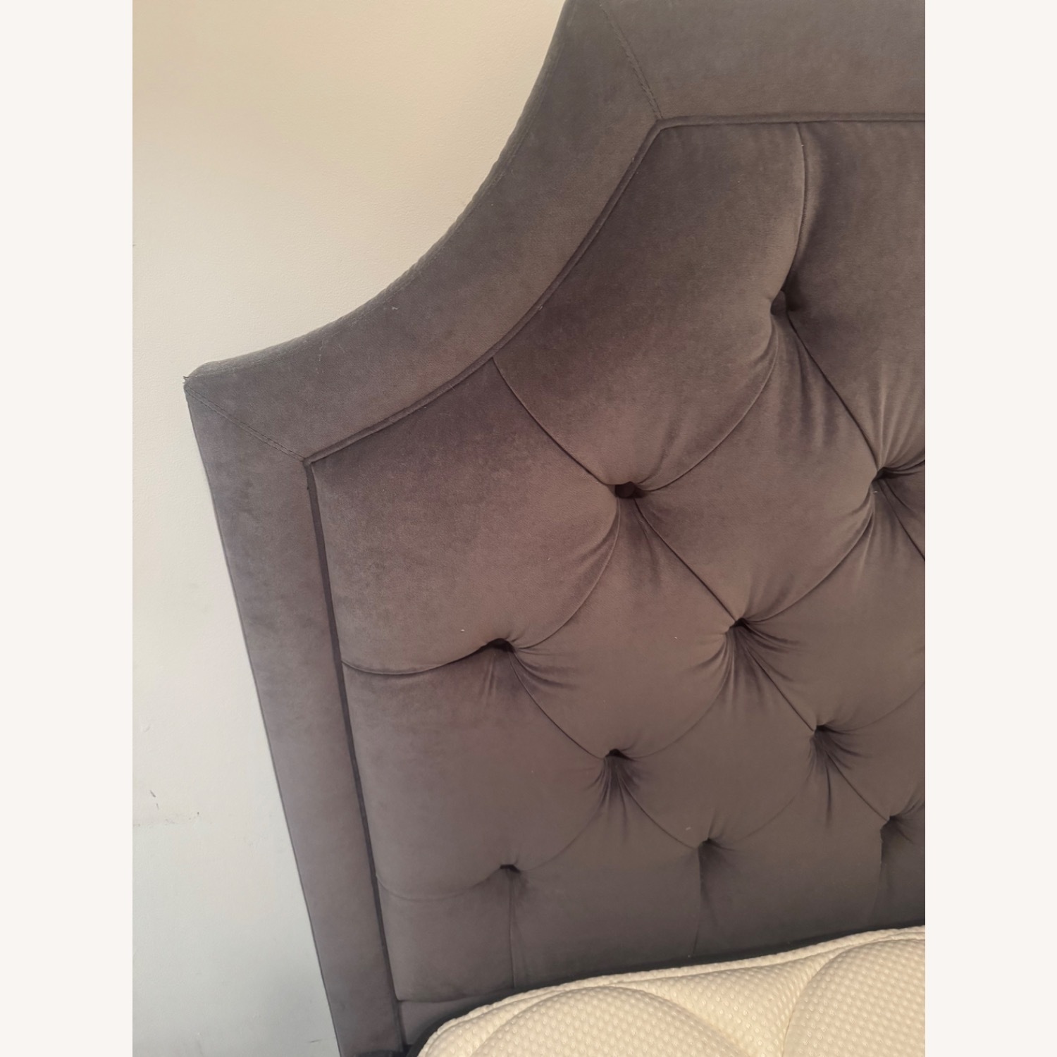 Dark Gray Velvet Tufted Headboard - image-5