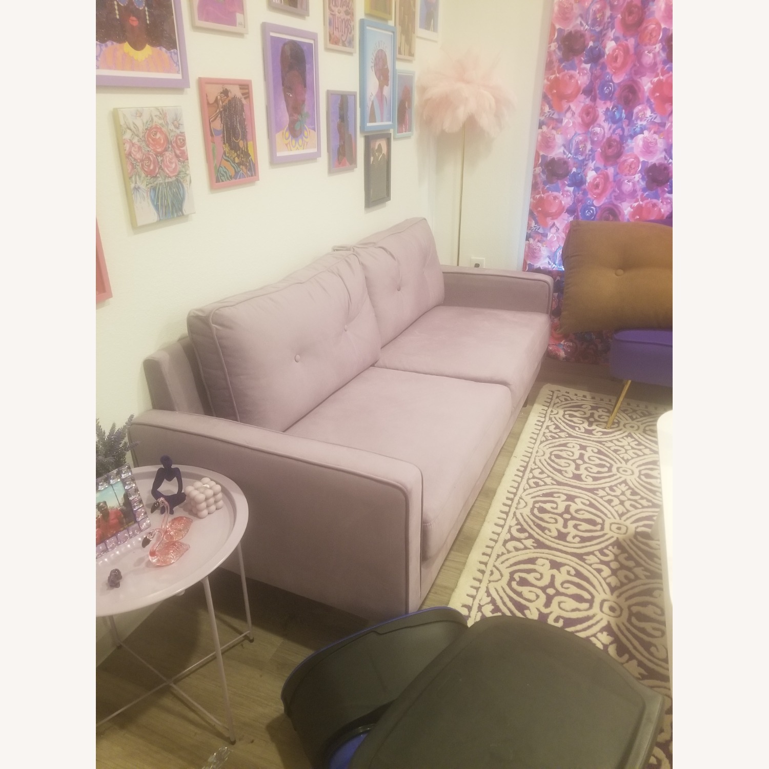 Lavender Velvet Sofa - image-2