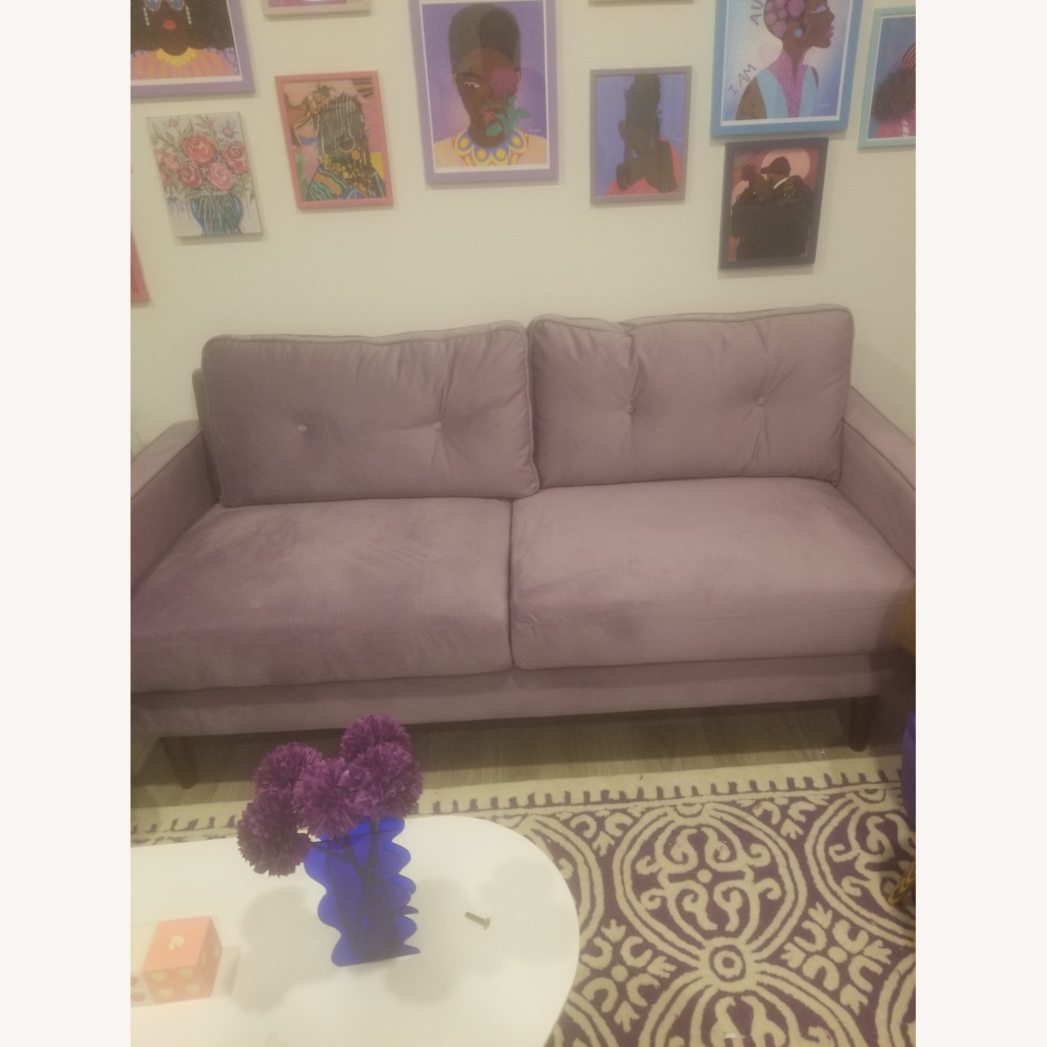 Lavender Velvet Sofa - image-1
