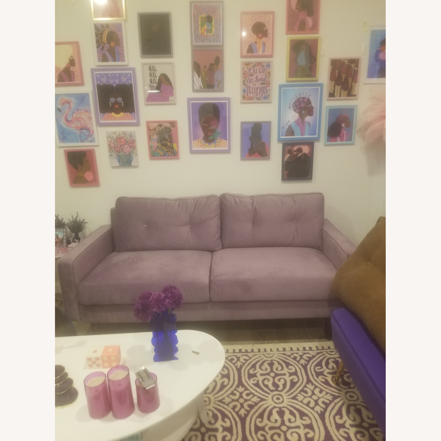 Lavender Velvet Sofa - image-4