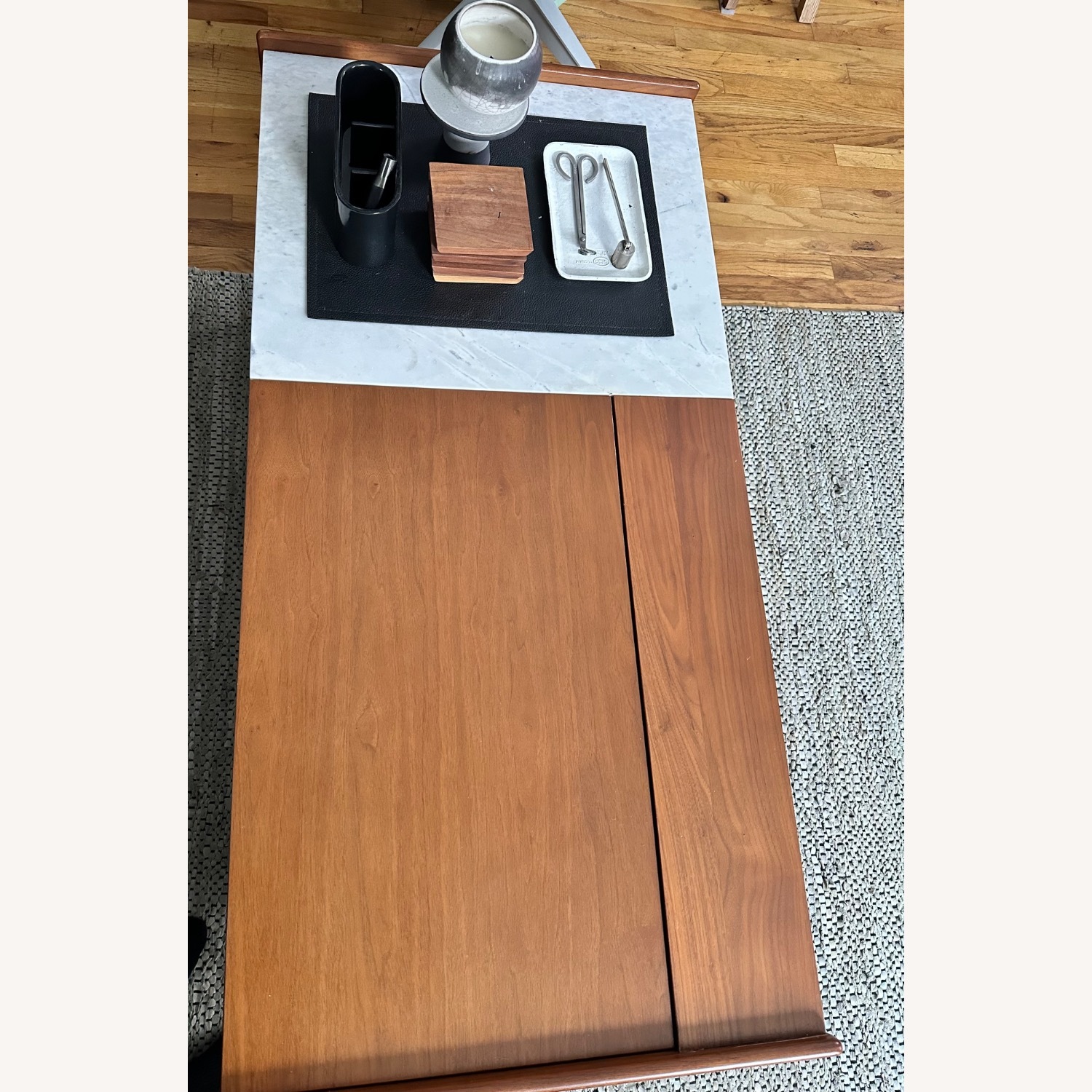 West Elm Mid-Century Marble Pop-Up Coffee Table - image-4