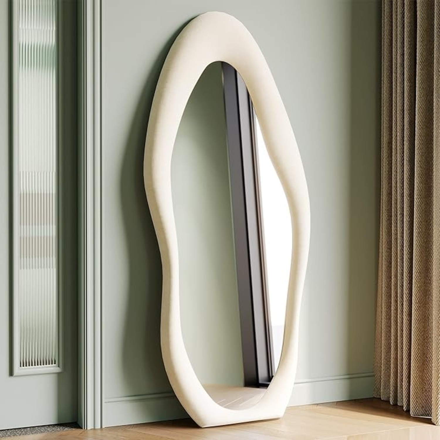 Creme Colored Wavy Length Mirror - image-4