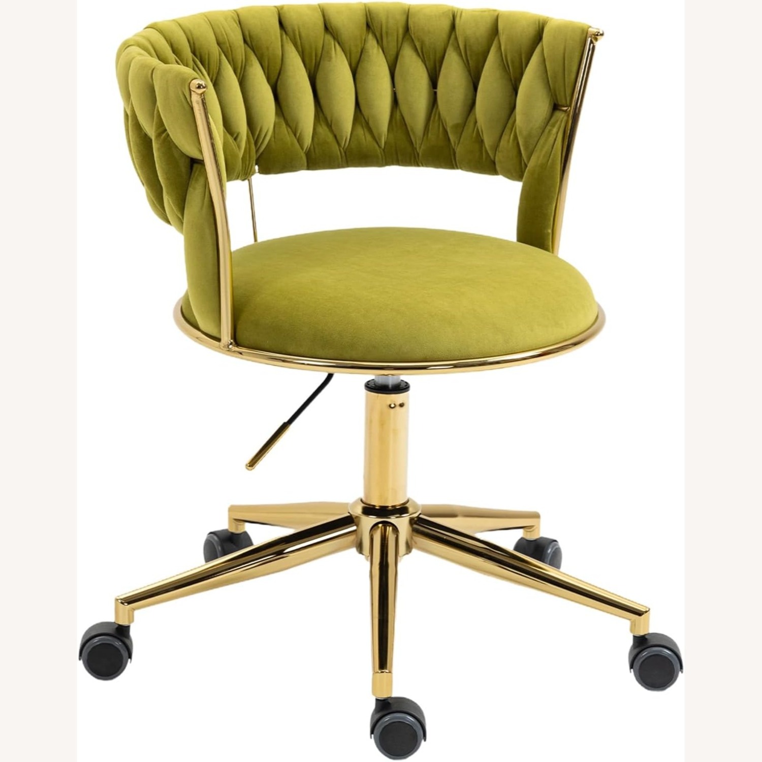 Velvet Olive Green Office Chair - image-1