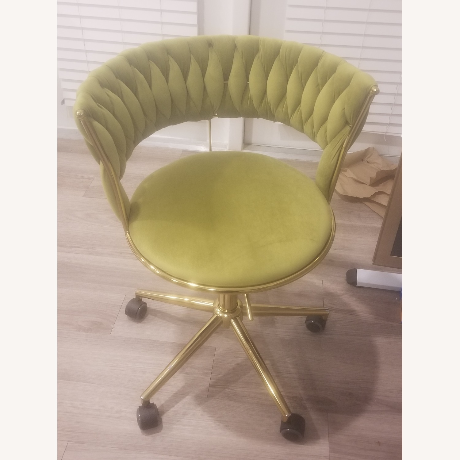 Velvet Olive Green Office Chair - image-2