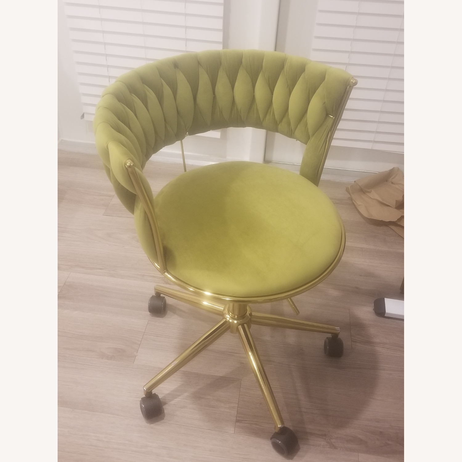 Velvet Olive Green Office Chair - image-3