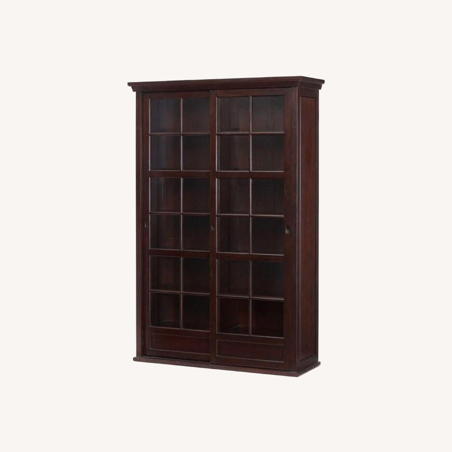 Pottery Barn Black Bookshelf With Sliding Doors - image-0
