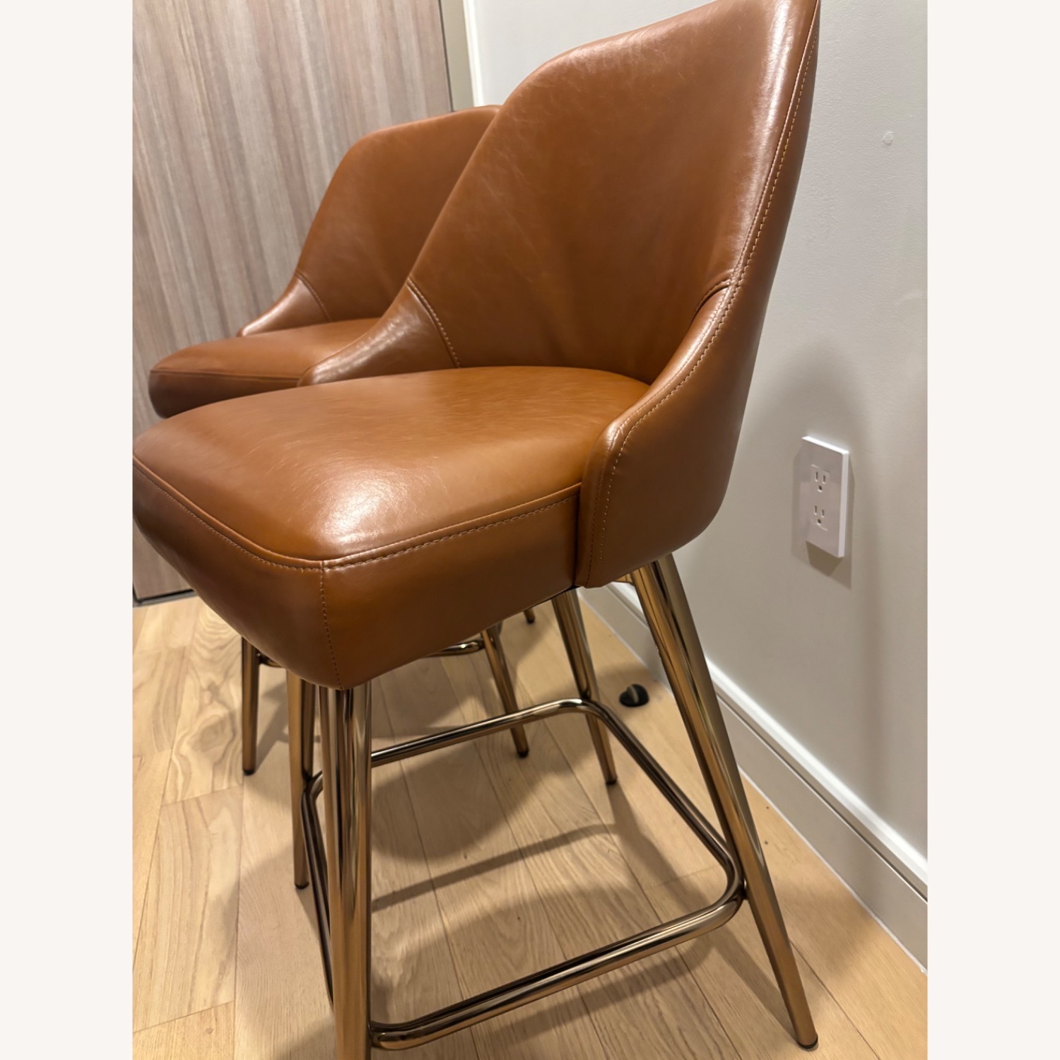 West Elm Saddle Leather Counter Stools (Set of 2) - image-2