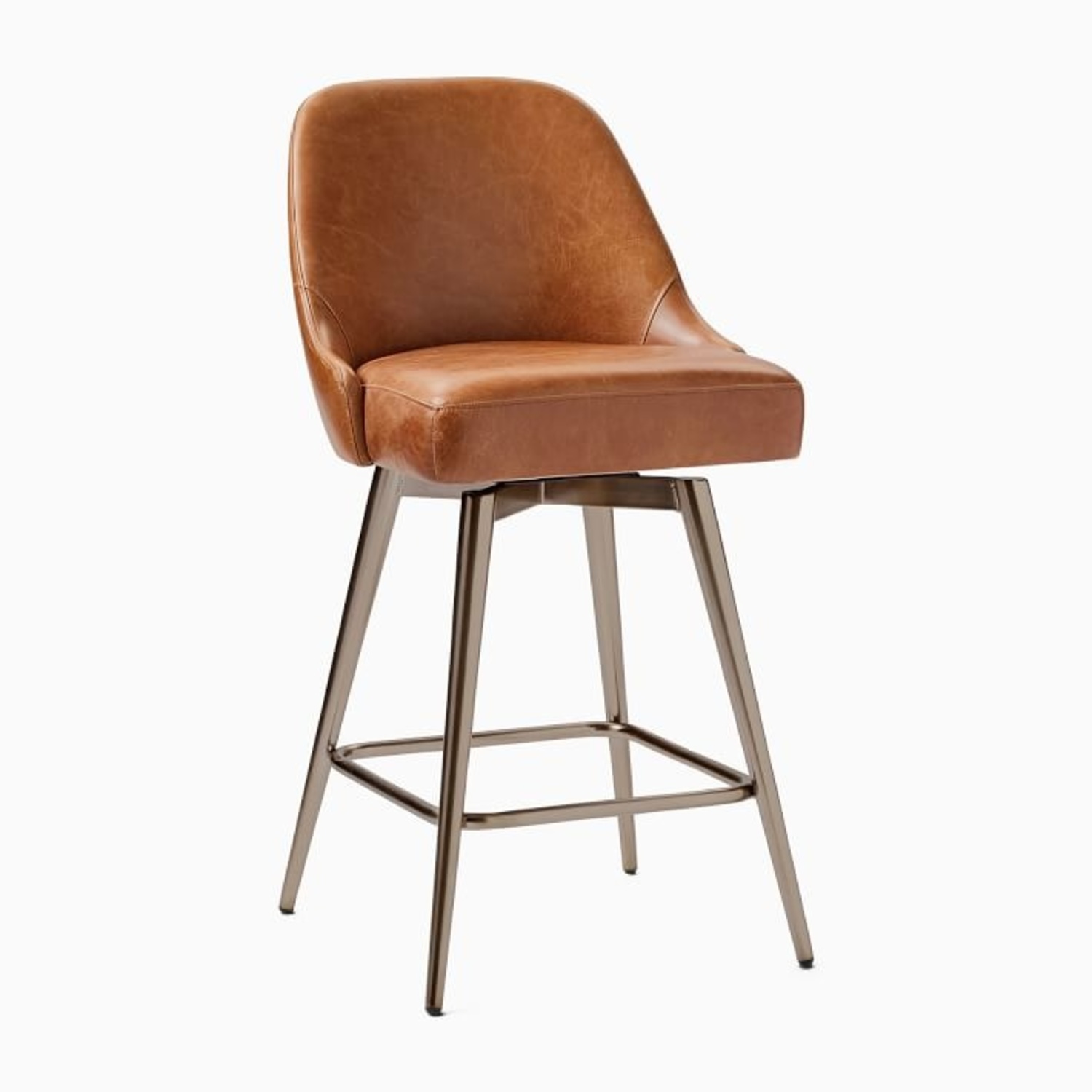 West Elm Saddle Leather Counter Stools (Set of 2) - image-4