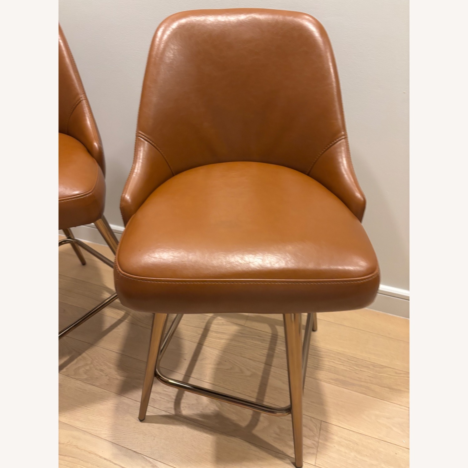 West Elm Saddle Leather Counter Stools (Set of 2) - image-1