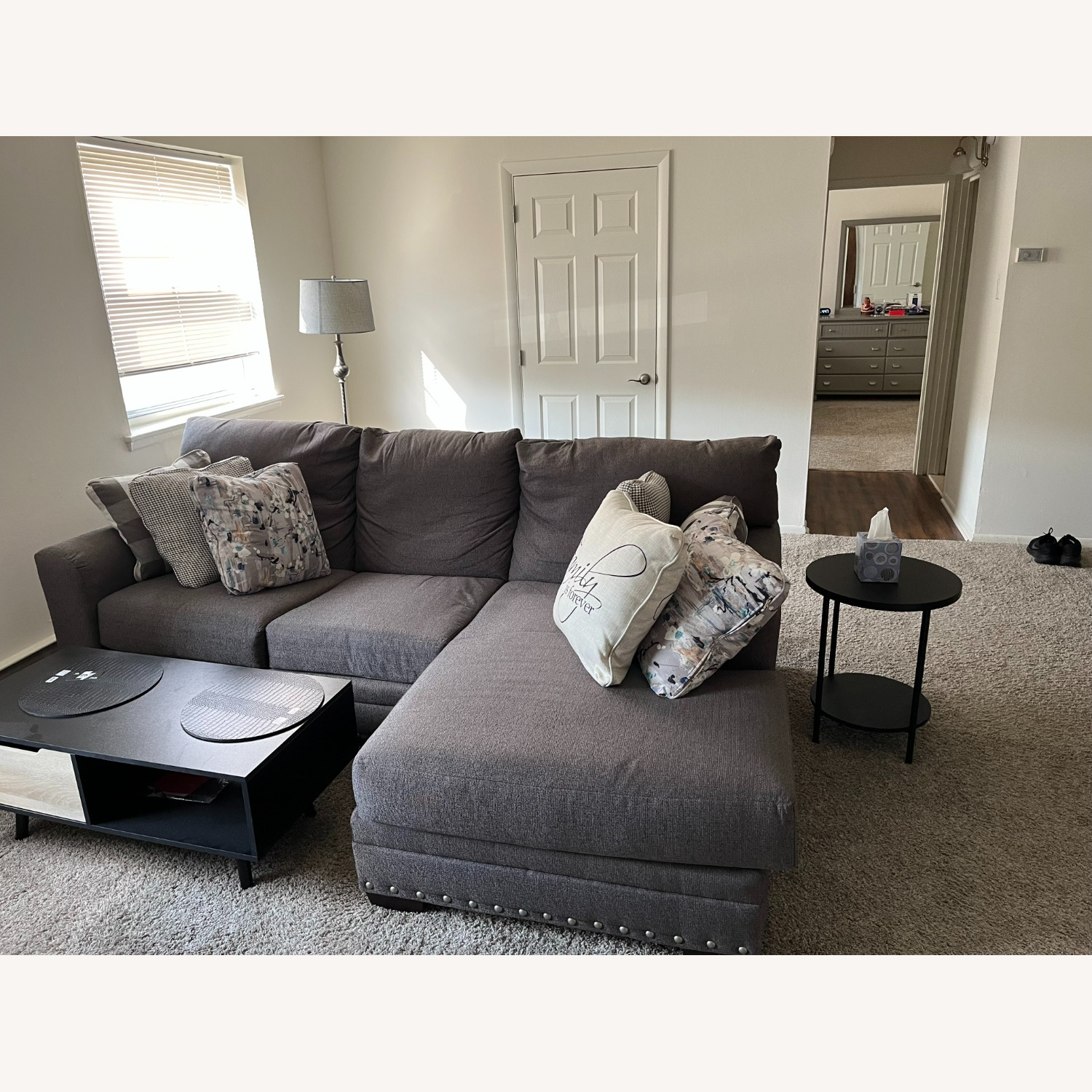 Gray 2 Piece Right Arm Facing Chaise Sectional - image-4