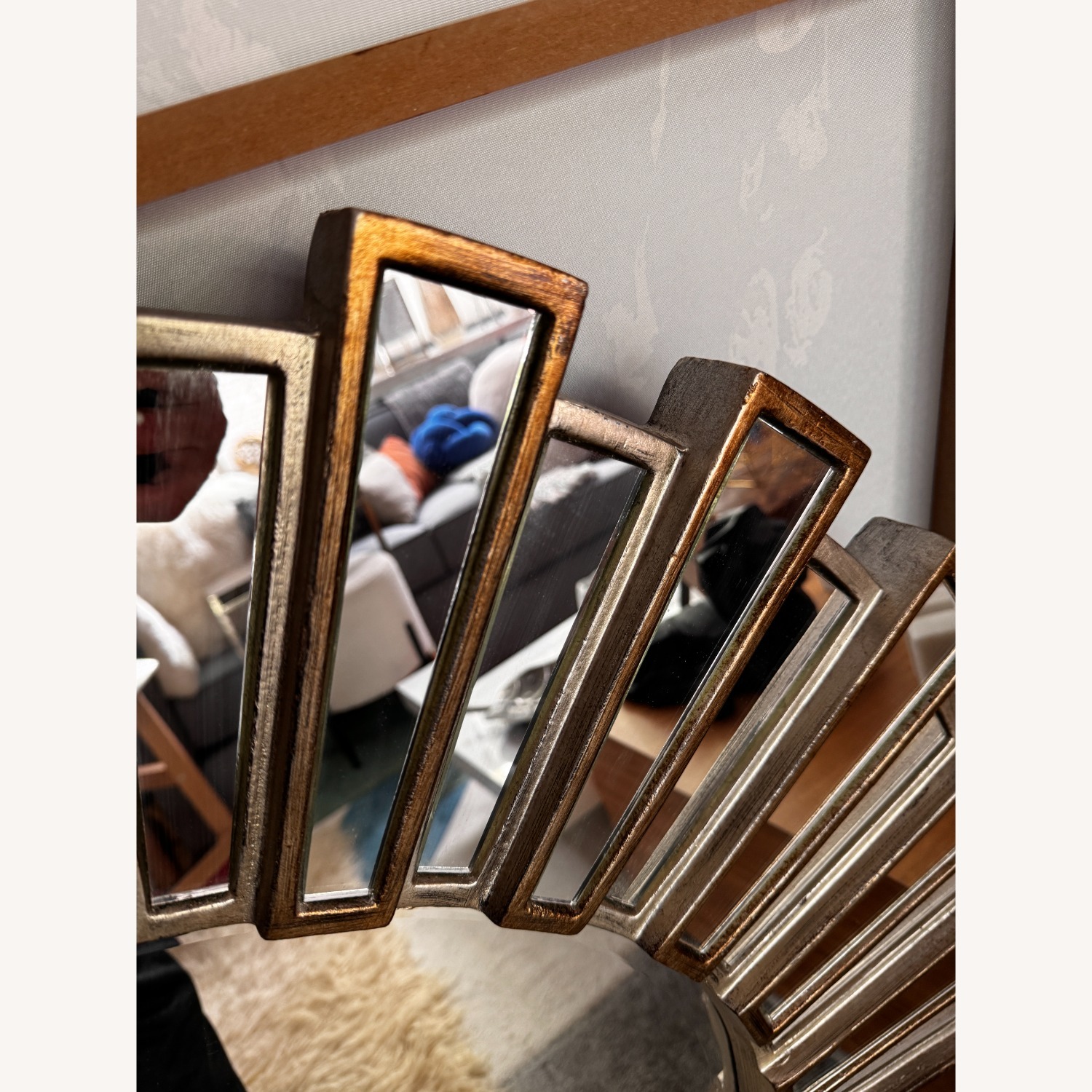 Horchow Gold/Silver Large Sunburst Mirror - image-3