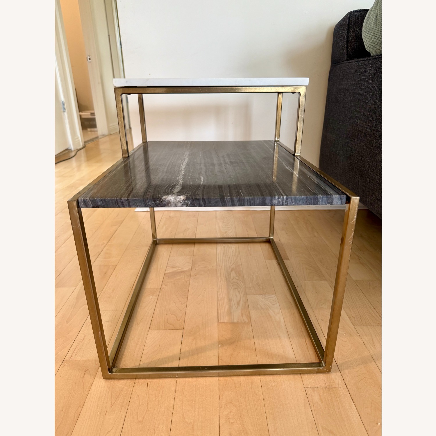 CB2 Two Tone Marble Brass Side Tables - image-7