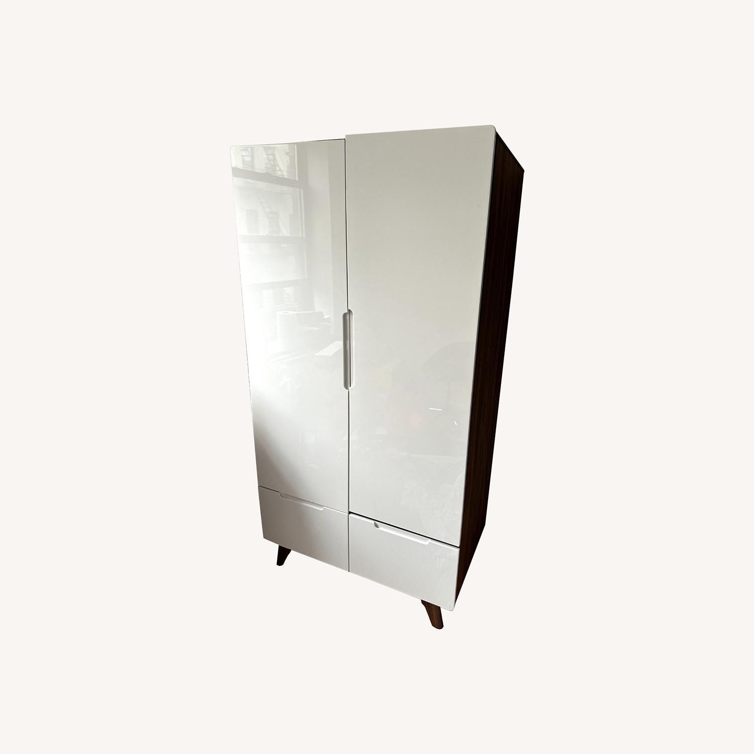 Modern White Walnut Wardrobe - image-0