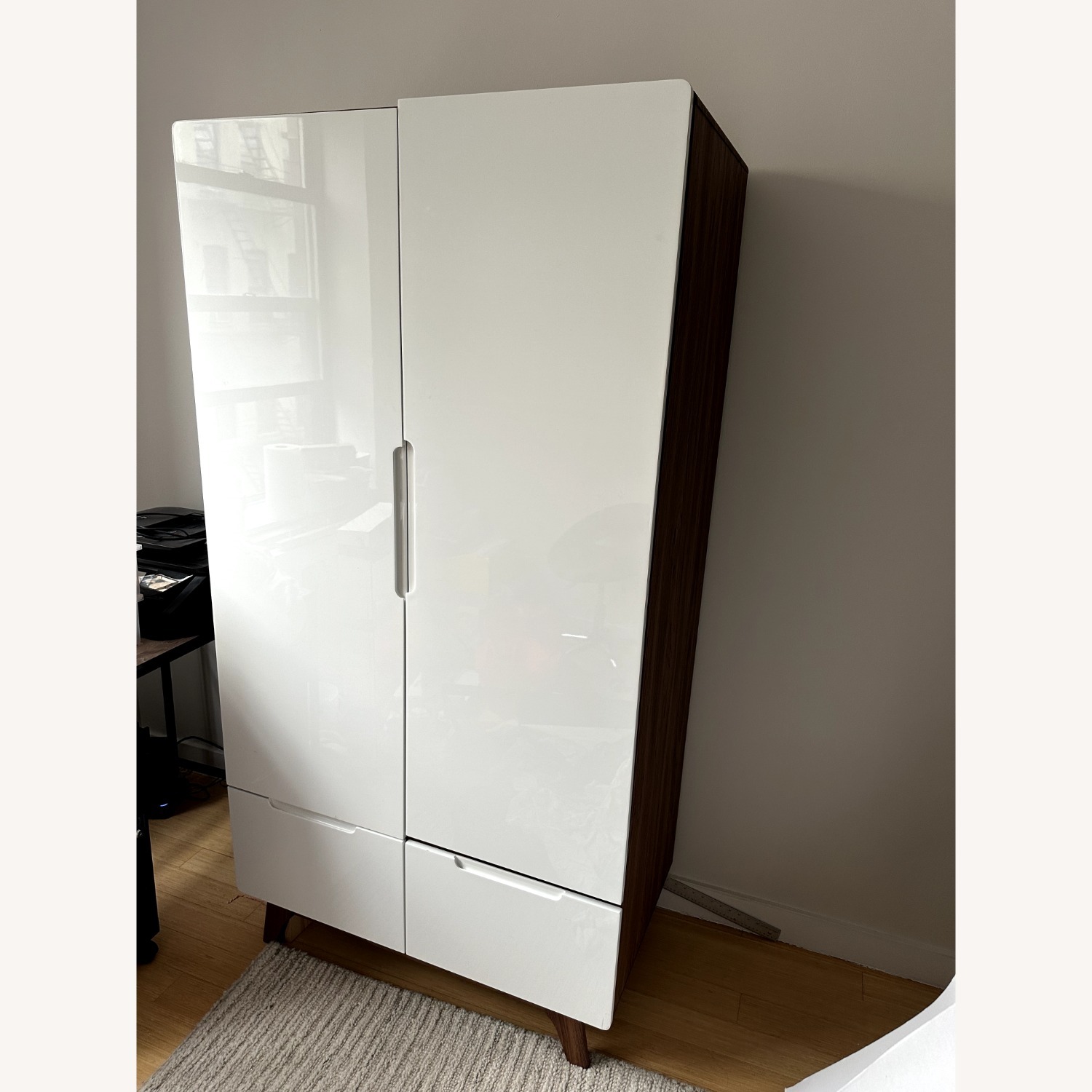 Modern White Walnut Wardrobe - image-1