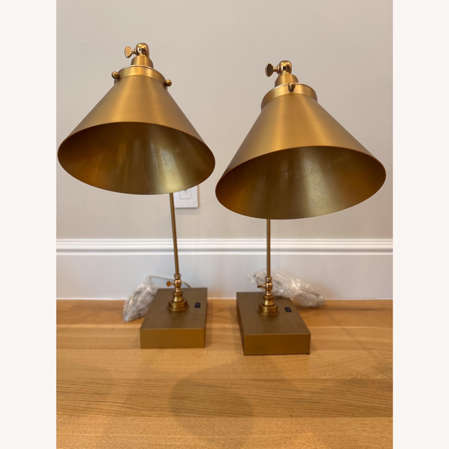 Pair of Elegant Brass Desk Lamps - image-1