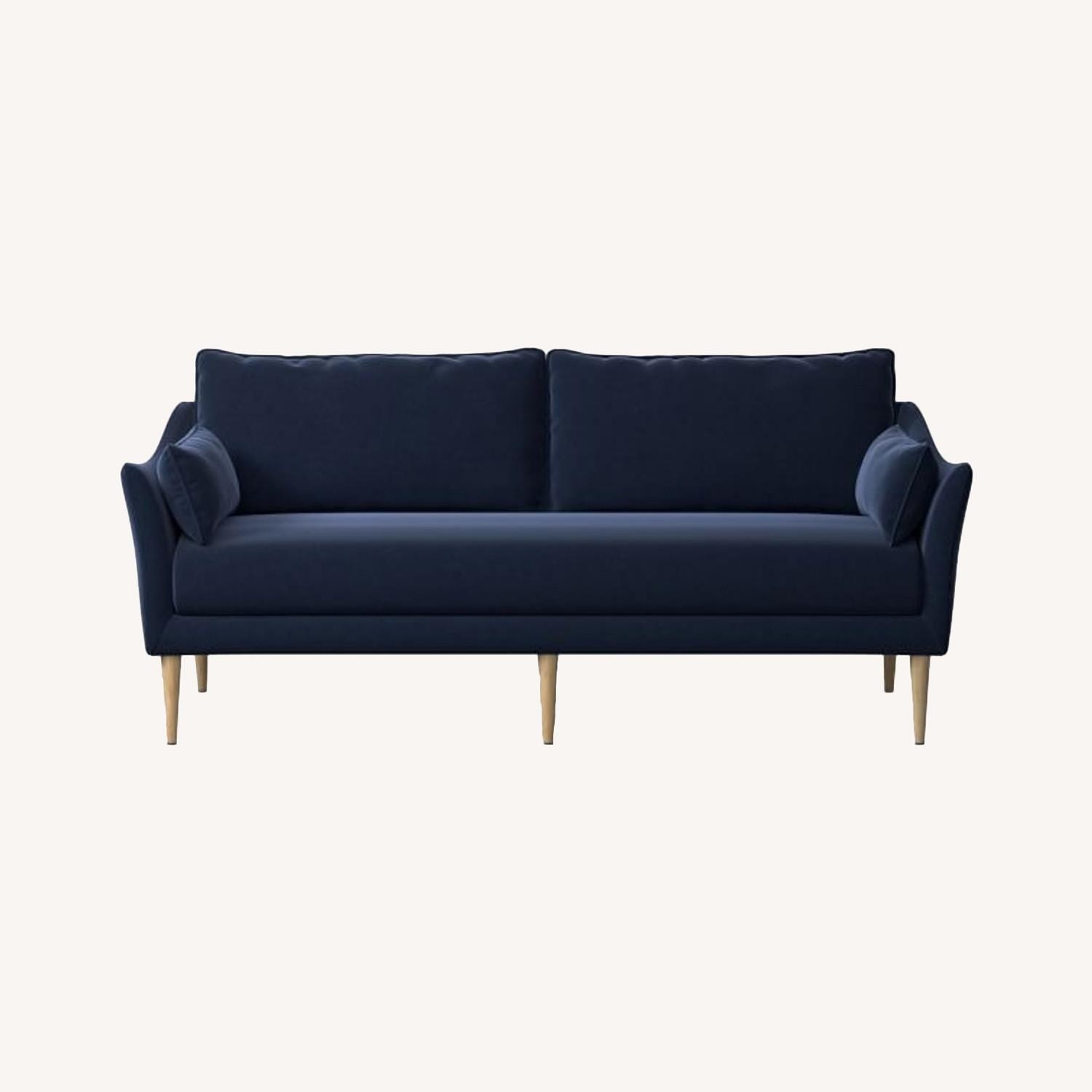West Elm Antwerp Sofa 76” - Blue Velvet - image-0