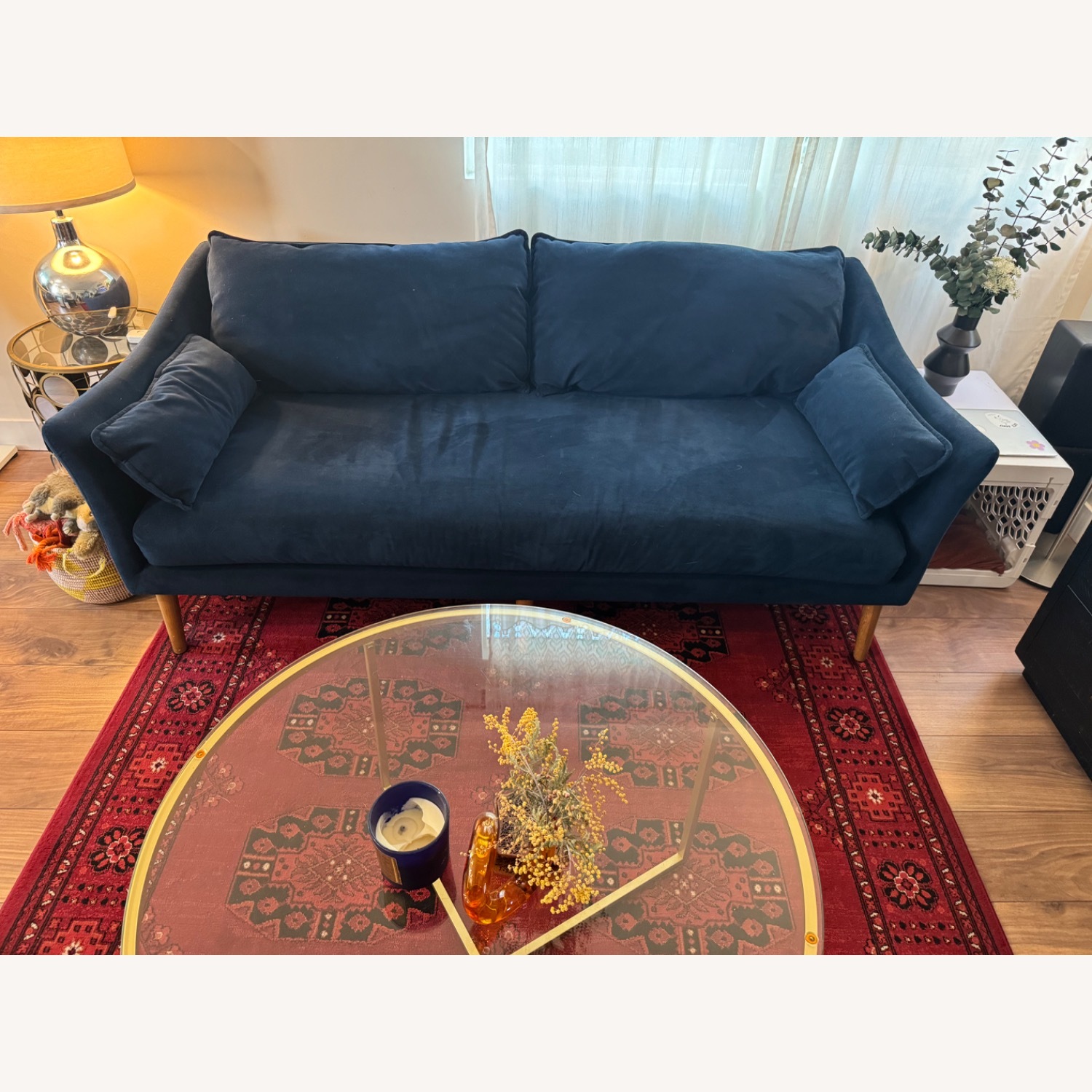 West Elm Antwerp Sofa 76” - Blue Velvet - image-1