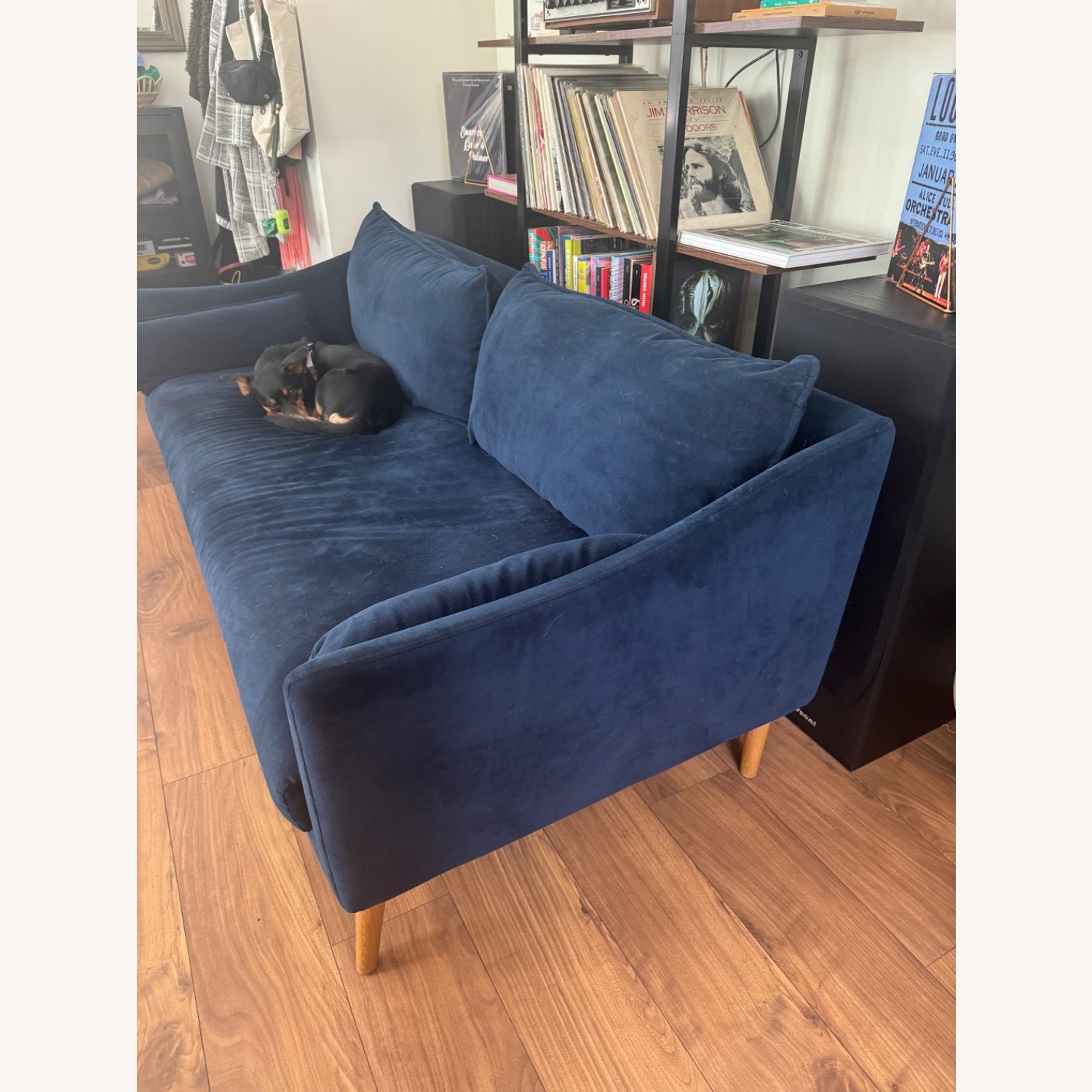 West Elm Antwerp Sofa 76” - Blue Velvet - image-3