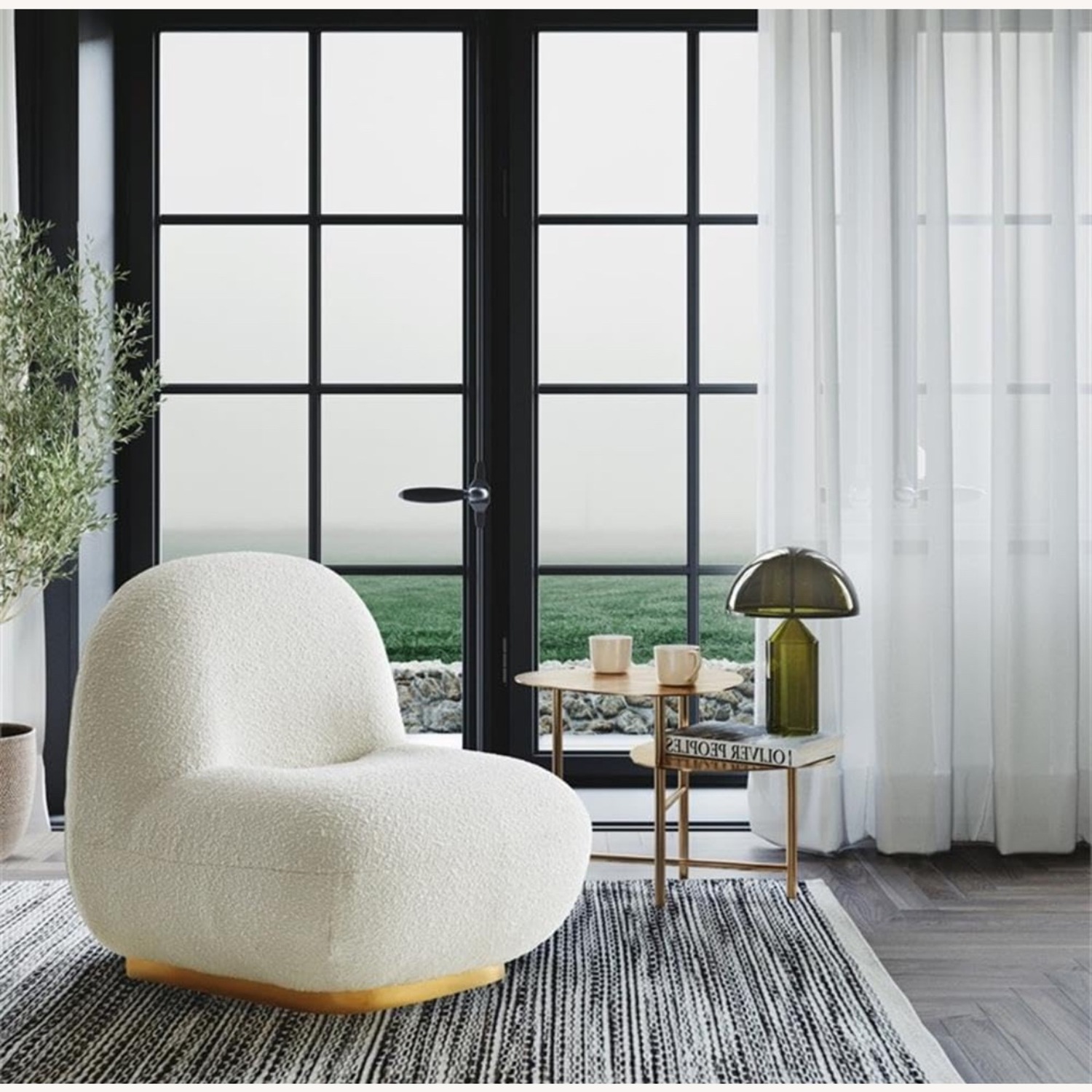 Boucle Chair with Gold Metal - image-8