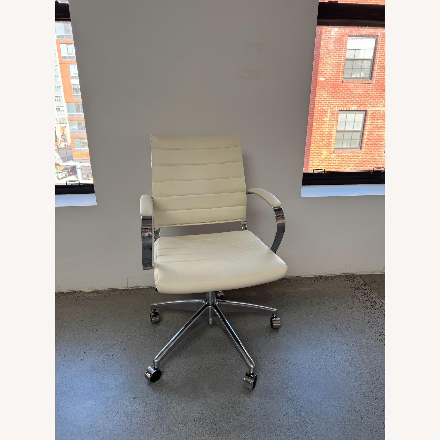 White Office Chair With Padded Arm Rests - image-1
