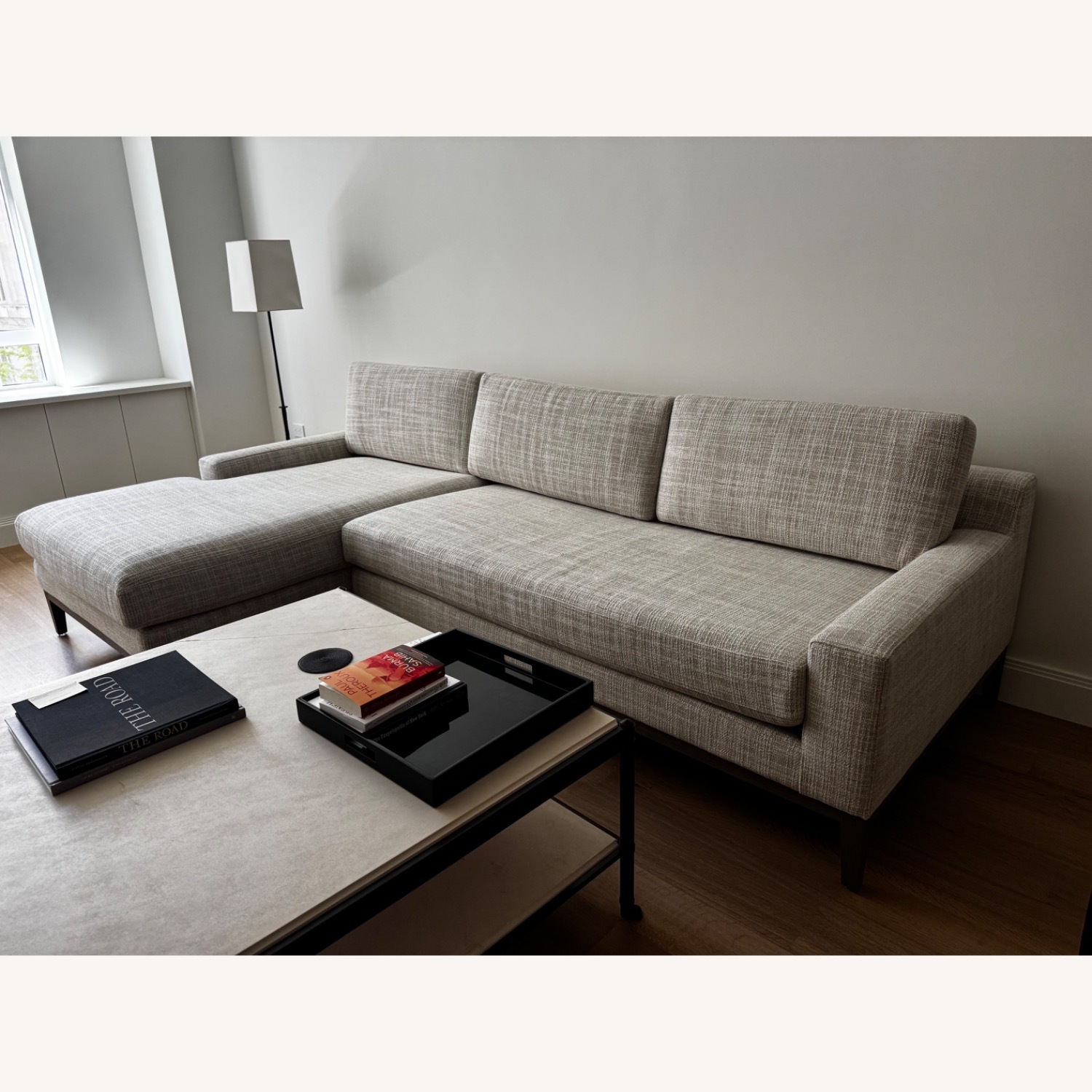 Italia Track Arm Left-Arm Sofa-Chaise Sectional - Oak Base - image-5