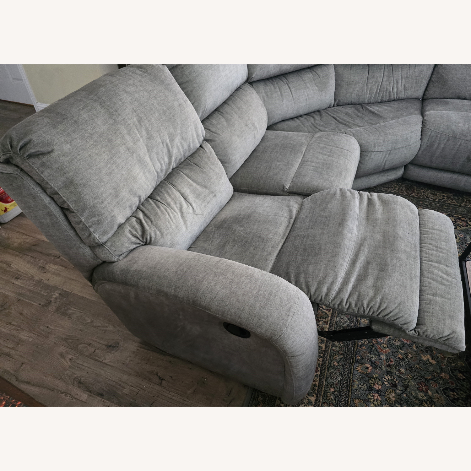 Green Fabric Three-Piece Reclining Sectional - image-1