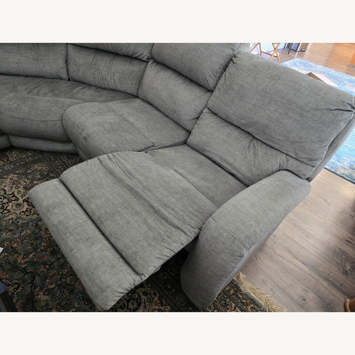 Green Fabric Three-Piece Reclining Sectional - image-8