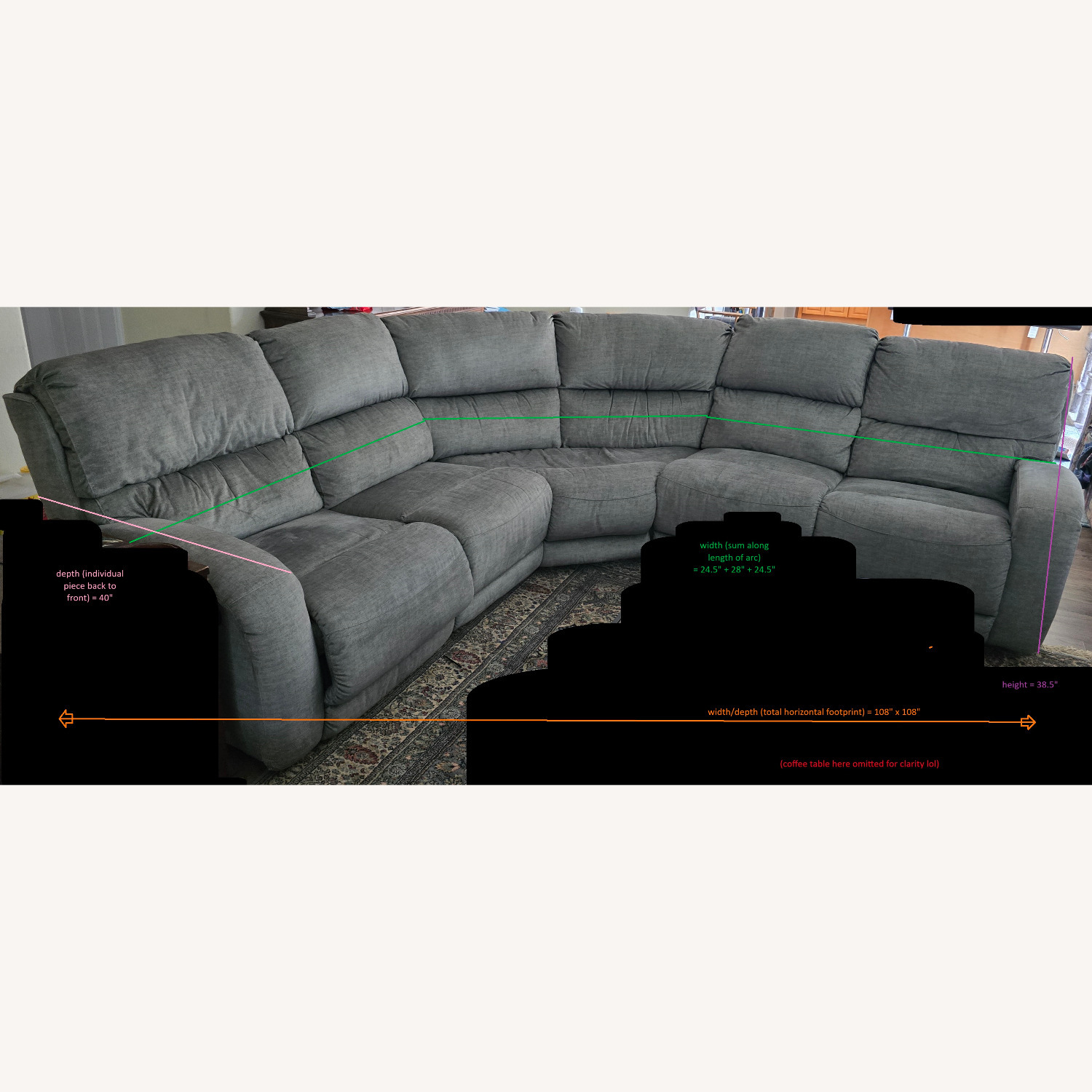 Green Fabric Three-Piece Reclining Sectional - image-6