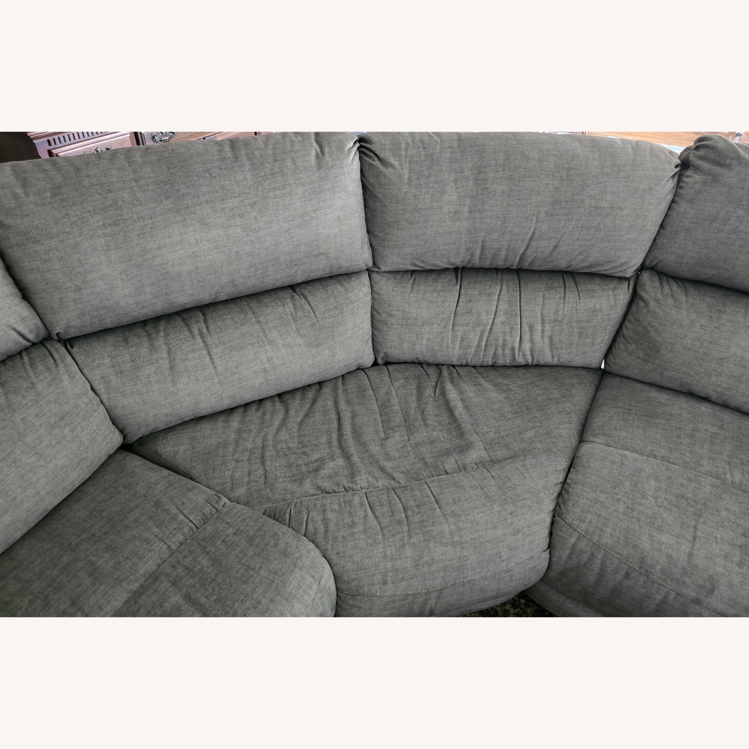 Green Fabric Three-Piece Reclining Sectional - image-5