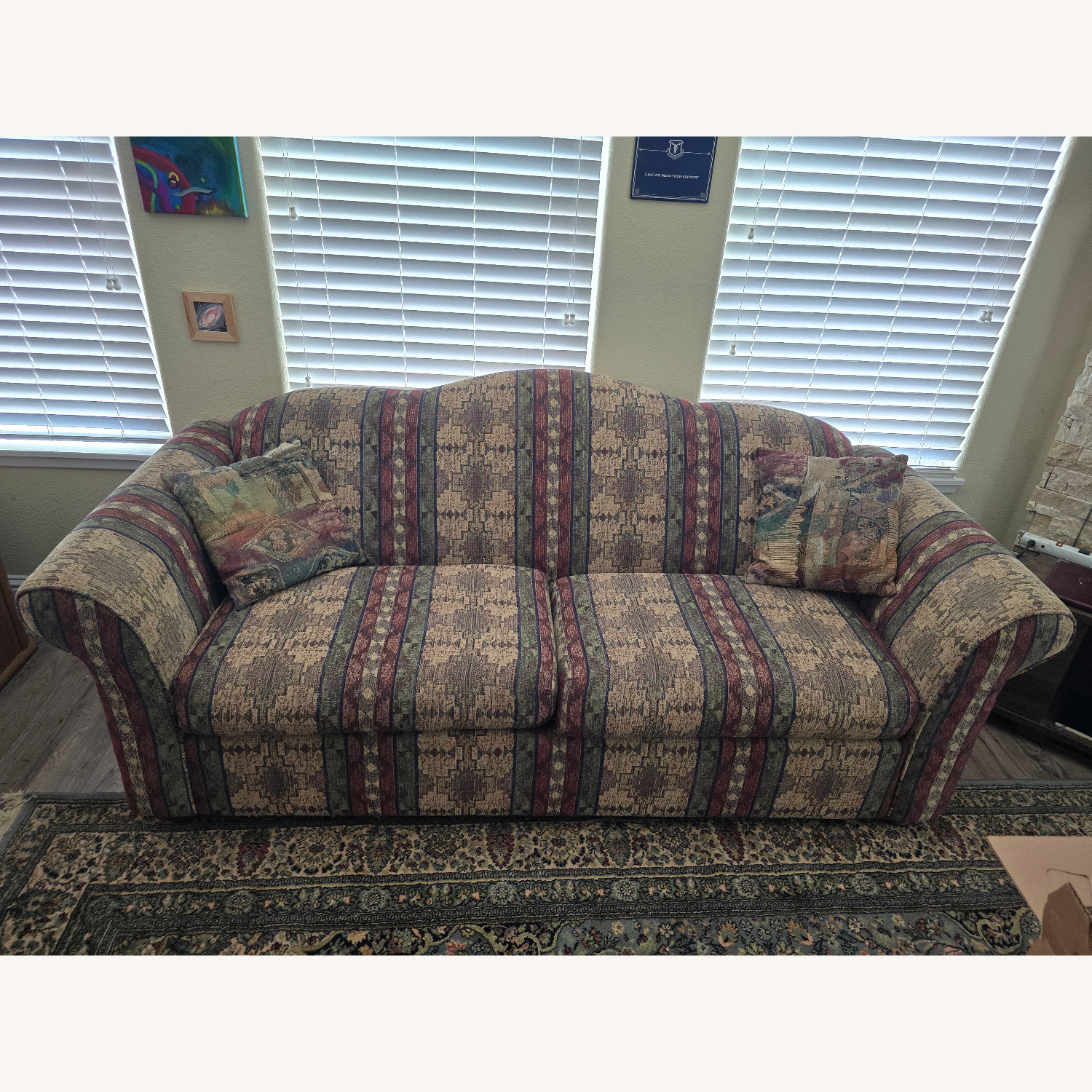 Extra-Wide Two-Seat Striped Pattern Sofa  - image-4