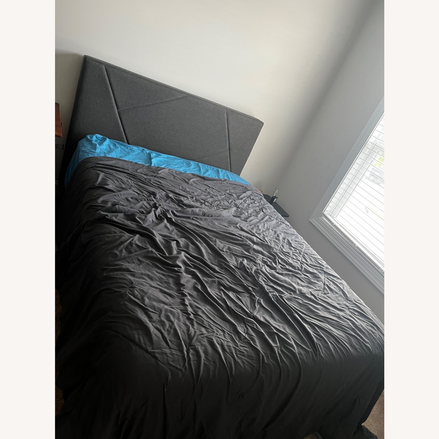 Dark Gray Full Size Bed Frame - image-1