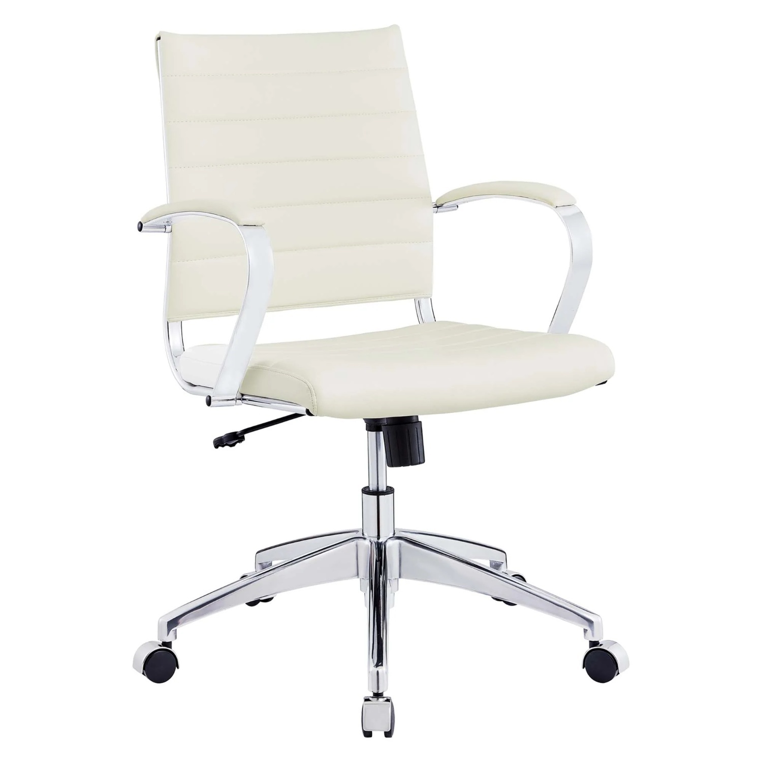 White Office Chair With Padded Arm Rests - image-4