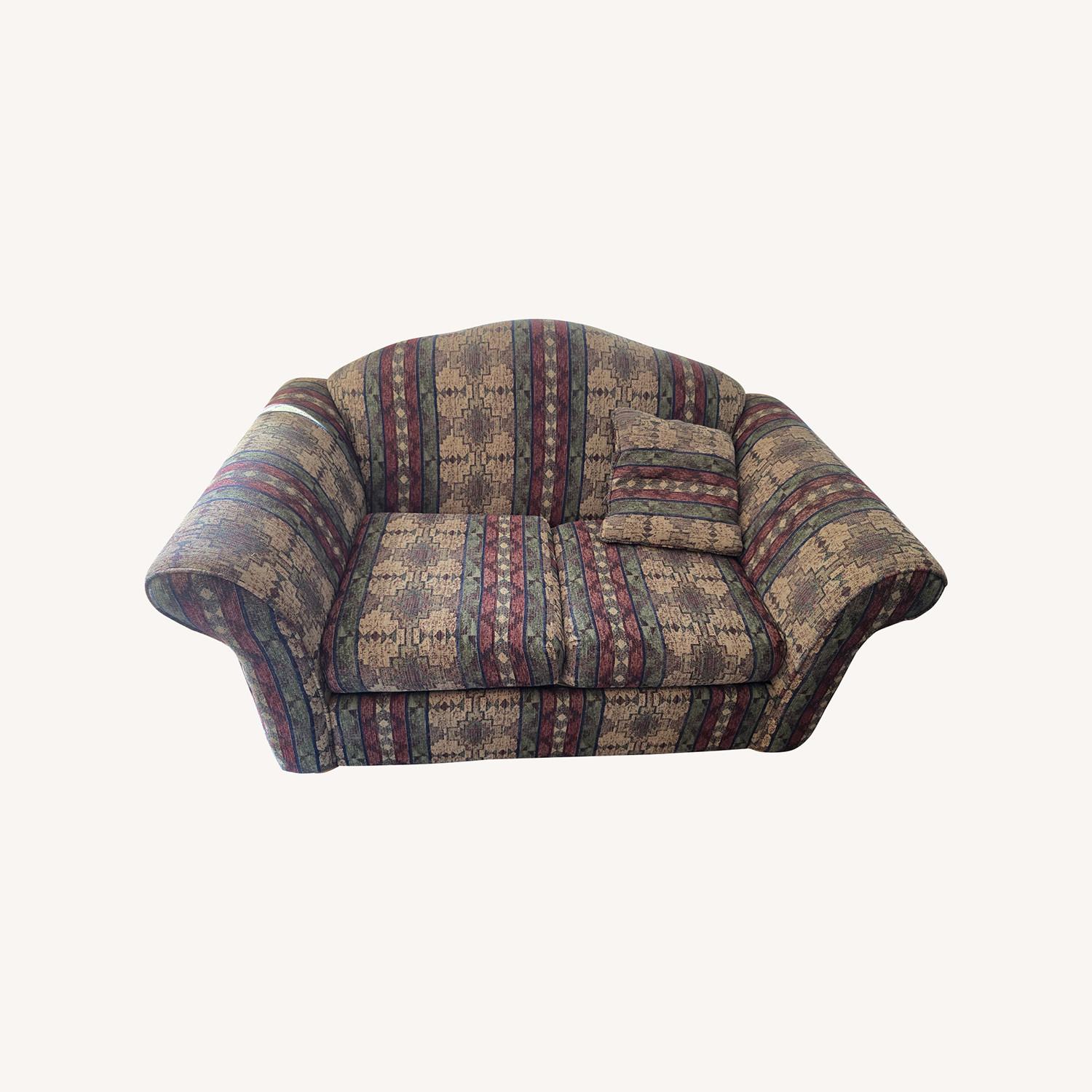 Digi Pattern Couch Two-Seat Striped Pattern Sofa - AptDeco