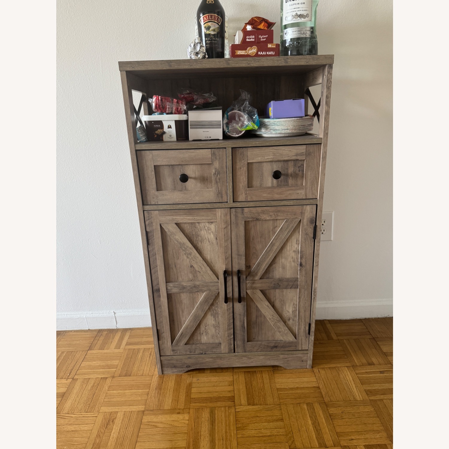 Farmhouse Storage Cabinet with Drawers and Adjustable Shelves - image-2