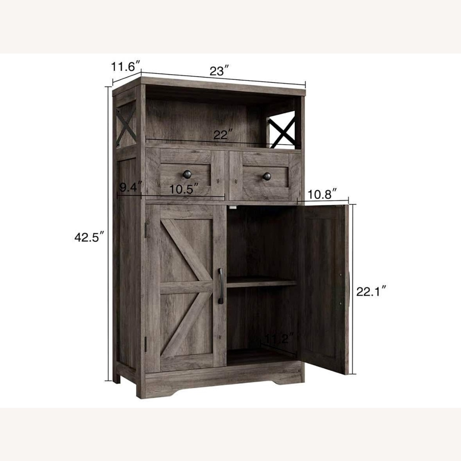 Farmhouse Storage Cabinet with Drawers and Adjustable Shelves - image-1