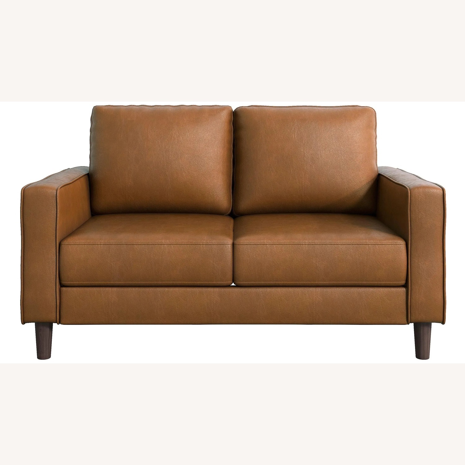 Raymour & Flanigan Brown Leather Loveseat - image-5