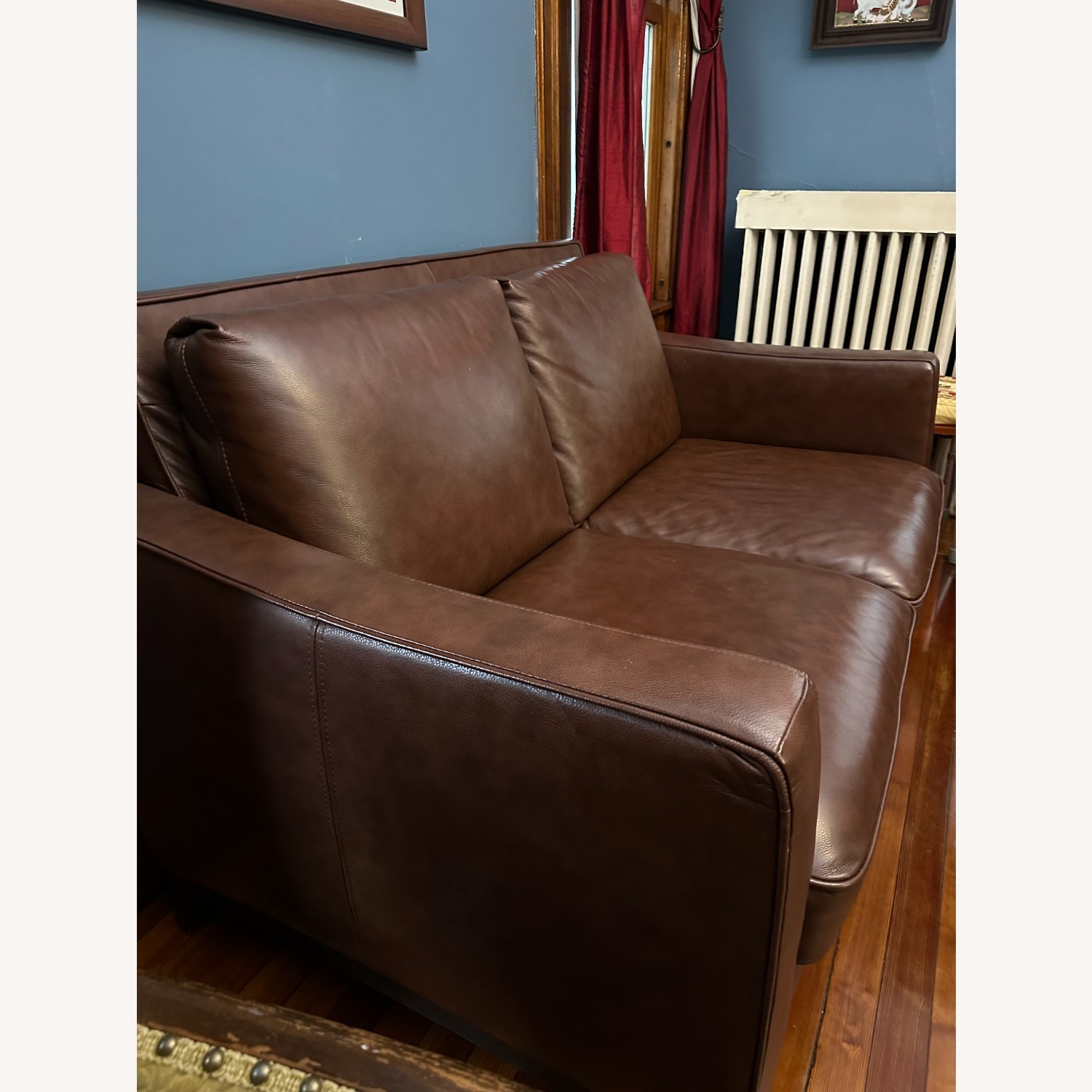Raymour & Flanigan Brown Leather Loveseat - image-4