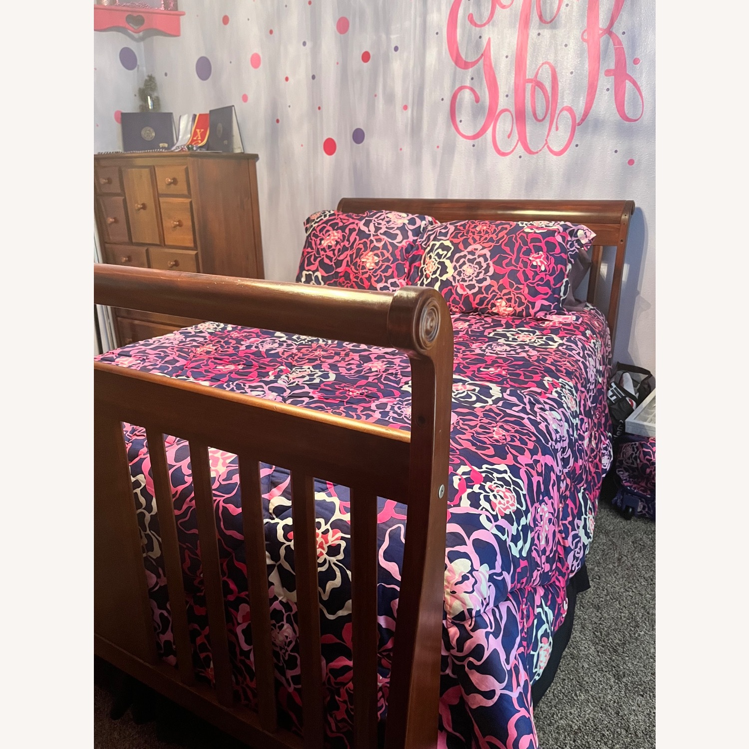 Solid Wood Full Size Bed/Convertible Crib - image-2