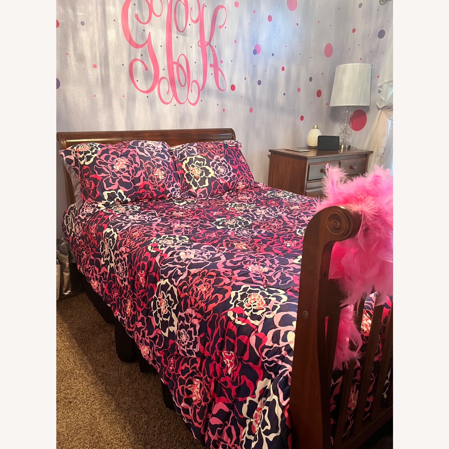 Solid Wood Full Size Bed/Convertible Crib - image-1